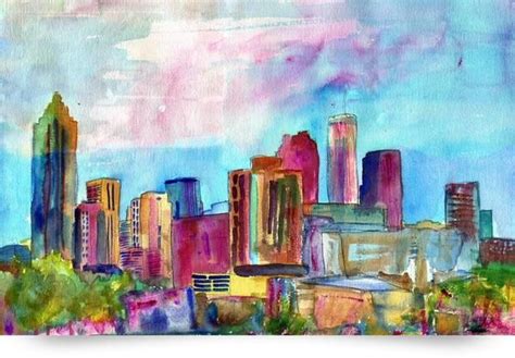 Atlanta Visions, Watercolor abstract skyline paint (Giclee Art Print) From $15.19 (SAVE 20% ...