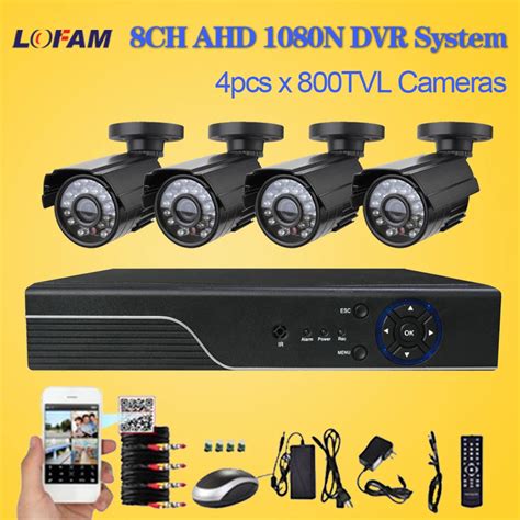 LOFAM CCTV System 8CH 1080N AHD DVR Set with 4 X 800TVL Day Night Outdoor Waterproof Security ...