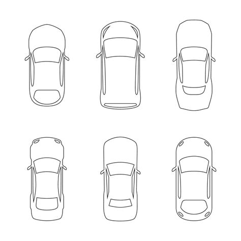 set of top view car silhouettes linear illustration 17545634 Vector Art at Vecteezy