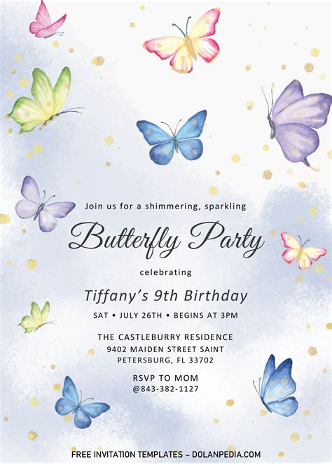 Magical Butterflies Invitation Templates - Editable .Docx | Butterfly invitations, Invitation ...