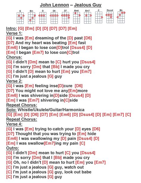 Jealous Guy Guitar Chords
