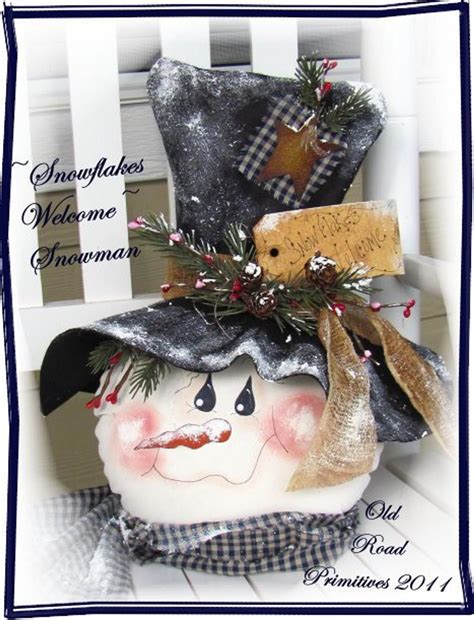 Primitive Snowman Pattern Snowflakes Welcome Snowman PDF - Etsy ...