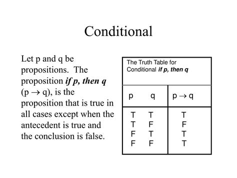 Conditional Truth Table | Elcho Table