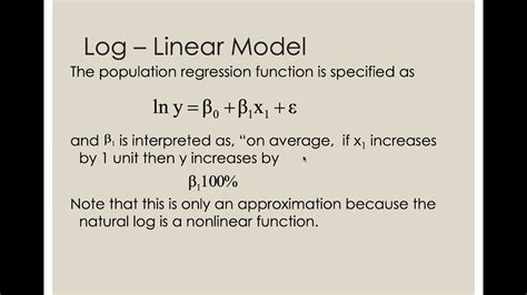 Chapter 7 Log linear and log log models - YouTube