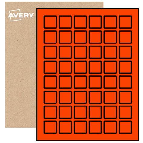 Printable Square Labels, Neon Red Paper, 1" x 1" | Avery