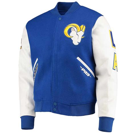 Royal/White Full-Zip Los Angeles Rams Logo Varsity Jacket - Jackets Masters