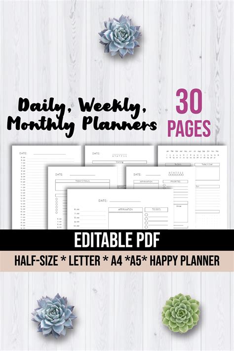 Printable Daily Journal Printable Weekly Planner Printable Monthly ...