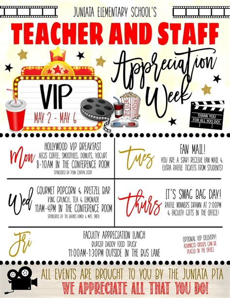 Hollywood Teacher Appreciation Week Flyer Movie Theme — TidyLady Printables Teachers Week ...