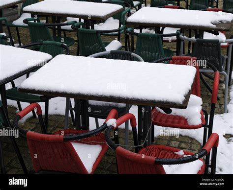 outdoor dining area in winter Stock Photo - Alamy