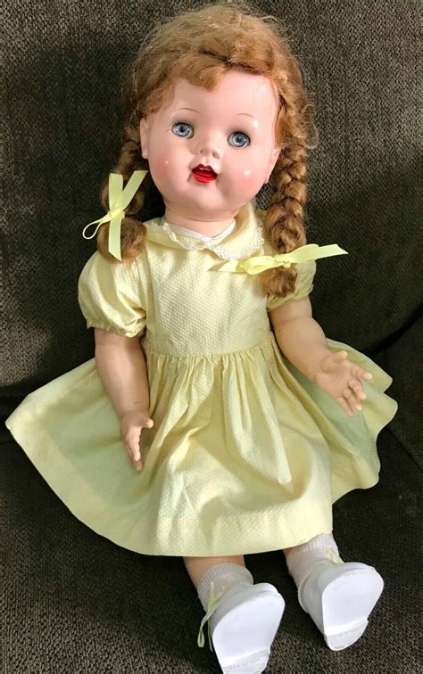 Mavin | Vintage 1950s Ideal Saucy Walker Walking baby doll 22” ALL original yellow dress