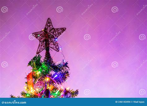 Christmas Decoration in Christmas Tree with Christmas Lights Stock Photo - Image of green, deco ...