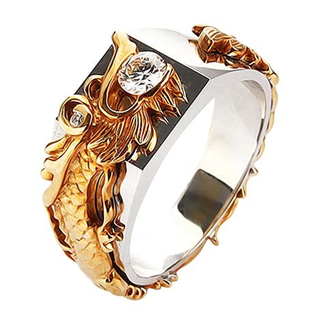 Vintage Gold Color Free Shipping Dragon Ring Mens Jewelry For Men Lord Wedding Band Male Ring ...