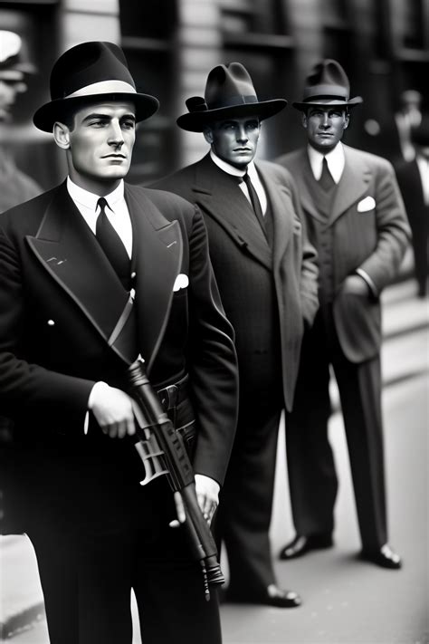 Lexica - 1940 american gangsters with tommy gun in new york