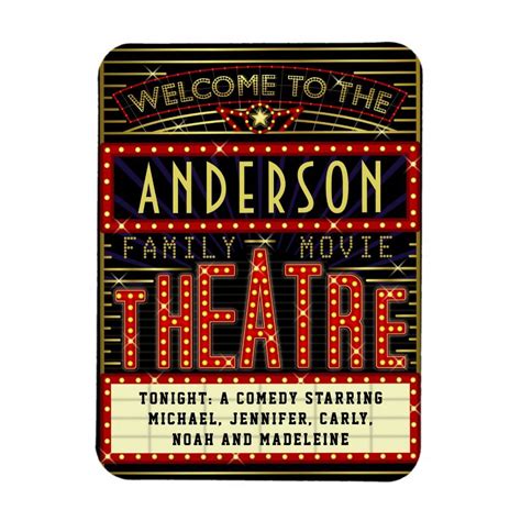 Movie Theatre Marquee Home Cinema | Custom Name Magnet | Zazzle in 2022 ...