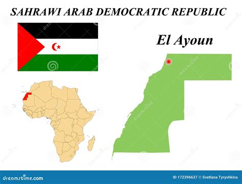 Flag Map Capital of Western Sahara Stock Vector - Illustration of ...