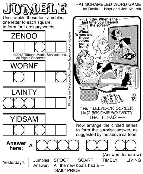 Sample Of Square Sunday Jumble Crosswords | Tribune Content Agency – Printable Daily Jumble ...