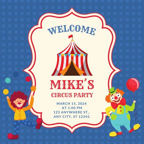 Circus Birthday Invitation, Birthday Invitations, Circus Invitations ...