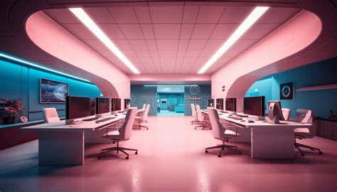 Minimalistic Futuristic Office Design with Simple Concept Created with AI Stock Illustration ...