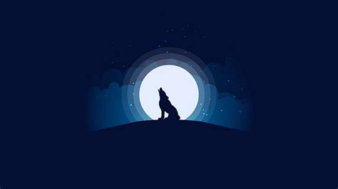 Online crop | HD wallpaper: Wolf, Moon, Silhouette, Illustration, HD ...