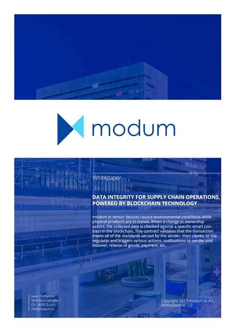 (PDF) Whitepaper - Modum · highest standards for product safety, security, and stability, it is ...