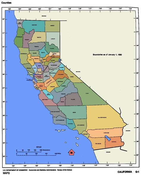 California Boundaries Map 1990