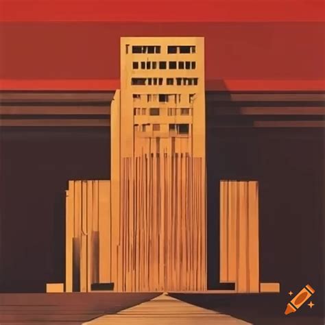 Soviet propaganda poster with stalinist architecture