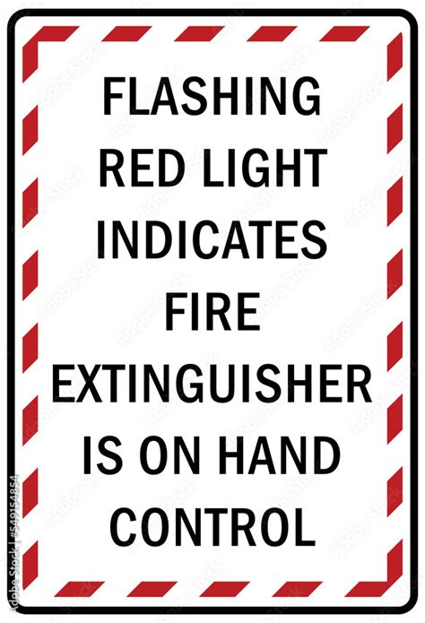 Fire emergency sign flashing red light indicates fire extinguisher is ...