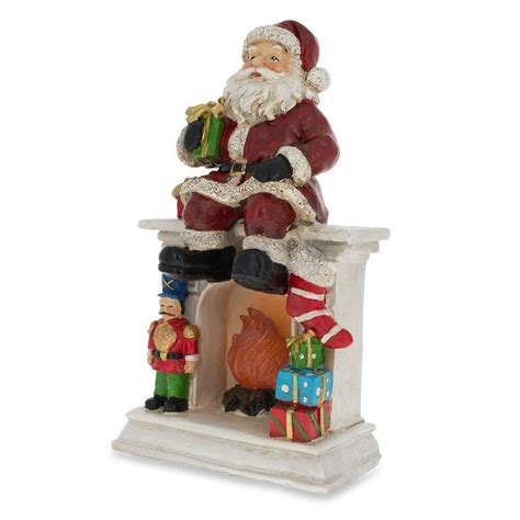 7.75 Santa Sitting on a Fireplace LED Lights Figurine | Etsy