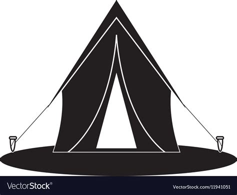 Silhouette tent equipment camping activities Vector Image