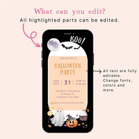 Editable Halloween Party Evite, Halloween Digital Invitation, Boo Halloween Invitation Template ...