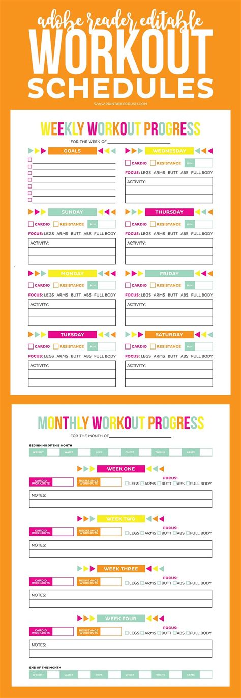 Download this Adobe Reader Editable Printable Workout Schedule and Progress sheet to help you ...