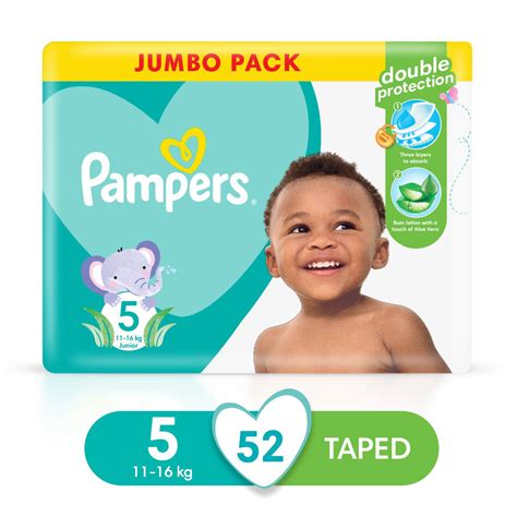 Pampers Baby Dry - Size 5, Jumbo Pack-52 Nappies, Lotion with Aloe ...