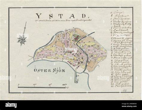 18th century map of Ystad, Sweden Stock Photo - Alamy