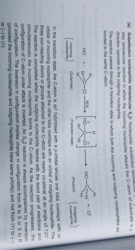 (a) Substitution nucleophilic bimolecular SN 2 : Nucleophilic substitutio..