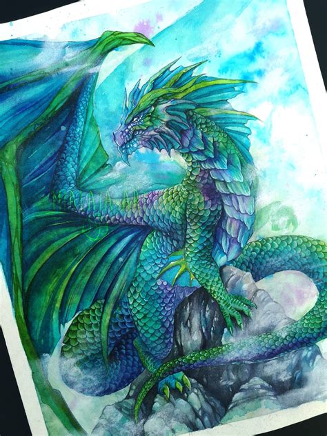 Watercolor clouds Dragon Original painting Fantasy Art | Etsy | Watercolor paintings, Watercolor ...