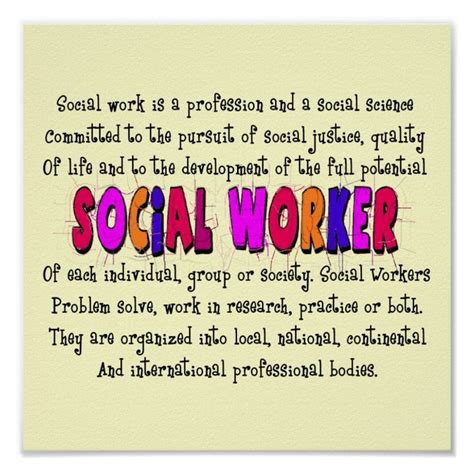 Social Worker Definition Art Poster | Zazzle | Social work quotes ...