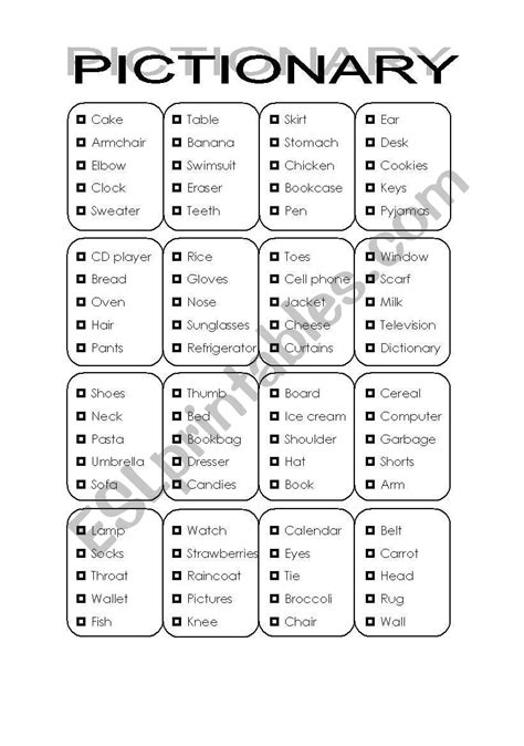 Pictionary for Elementary students - ESL worksheet by Emy Lee