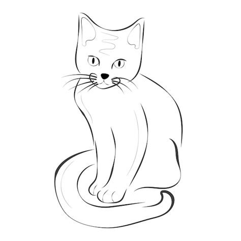 Premium Vector | Hand drawn cat sketch line art pencil art