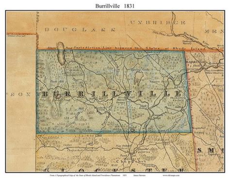 Burrillville, Rhode Island 1831 - Old Town Map Custom Print - 1831 State | Custom map, Map, Town map