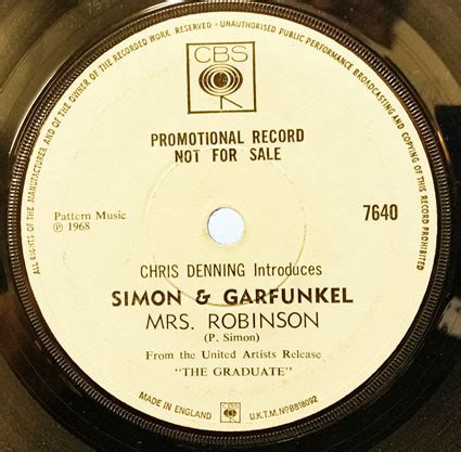 Simon & Garfunkel - Mrs. Robinson (1968, Single Sided, Vinyl) | Discogs