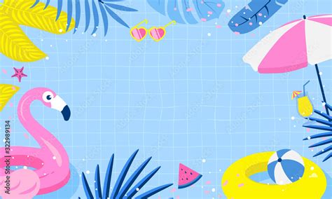 Summer pool background vector illustration. swimming pool with beach ...