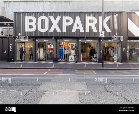 Boxpark "pop up" shops in Shoreditch High Street in east London Stock Photo: 65195508 - Alamy