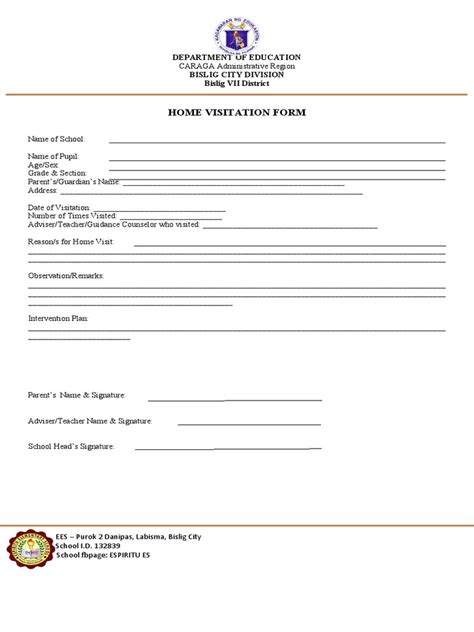 Home Visitation Form Revised | PDF