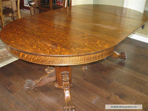 Dining Table: Tiger Oak Antique Dining Table