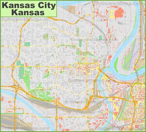 Large detailed map of Kansas City (Kansas)