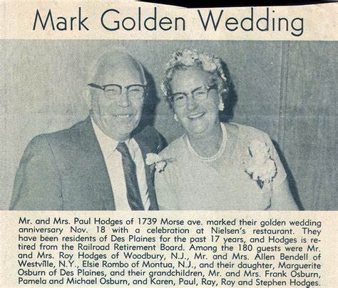 Margaret and Paul Hodges' 50th anniversary- newspaper announcement ...