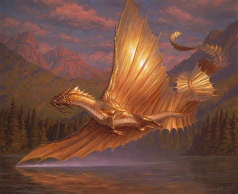 Adult Gold Dragon MtG Art from Adventures in the Forgotten Realms Set by Chris Rahn - Art of ...