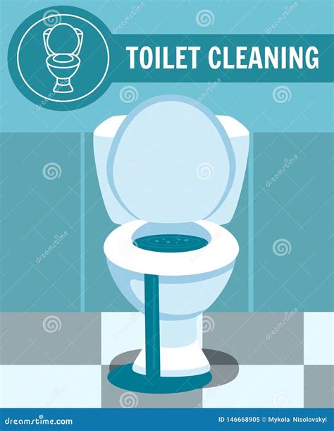 Clogged Toilet Bowl Leakage Vector Illustration Stock Vector ...