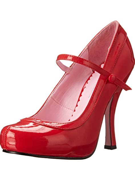 SummitFashions - Womens Red Mary Jane Heels Round Toe Shoes Patent ...