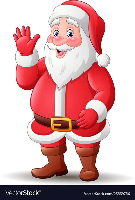 Cartoon happy santa claus waving vector image on VectorStock | Santa ...